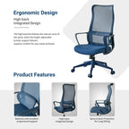Ergonomic High-Back Mesh Office Chair | 350 lbs Capacity | 7-Level Aluminum Dual-Track Lumbar Support | Integrated Molded Foam Seat | Butterfly Upright Lock | SGS Class 3 Gas Lift | Fireproof | Home Office | Yellow/Green/Blue