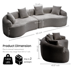 110" Curved Boneless Sectional Sofa 4-Seat | Chenille Upholstery | High-Density Foam & Spring | Flared Arms Pillow Back | No Assembly Required | Child & Pet Friendly | White/Gray/Beige/Green/Orange/Navy/Caramel/Black