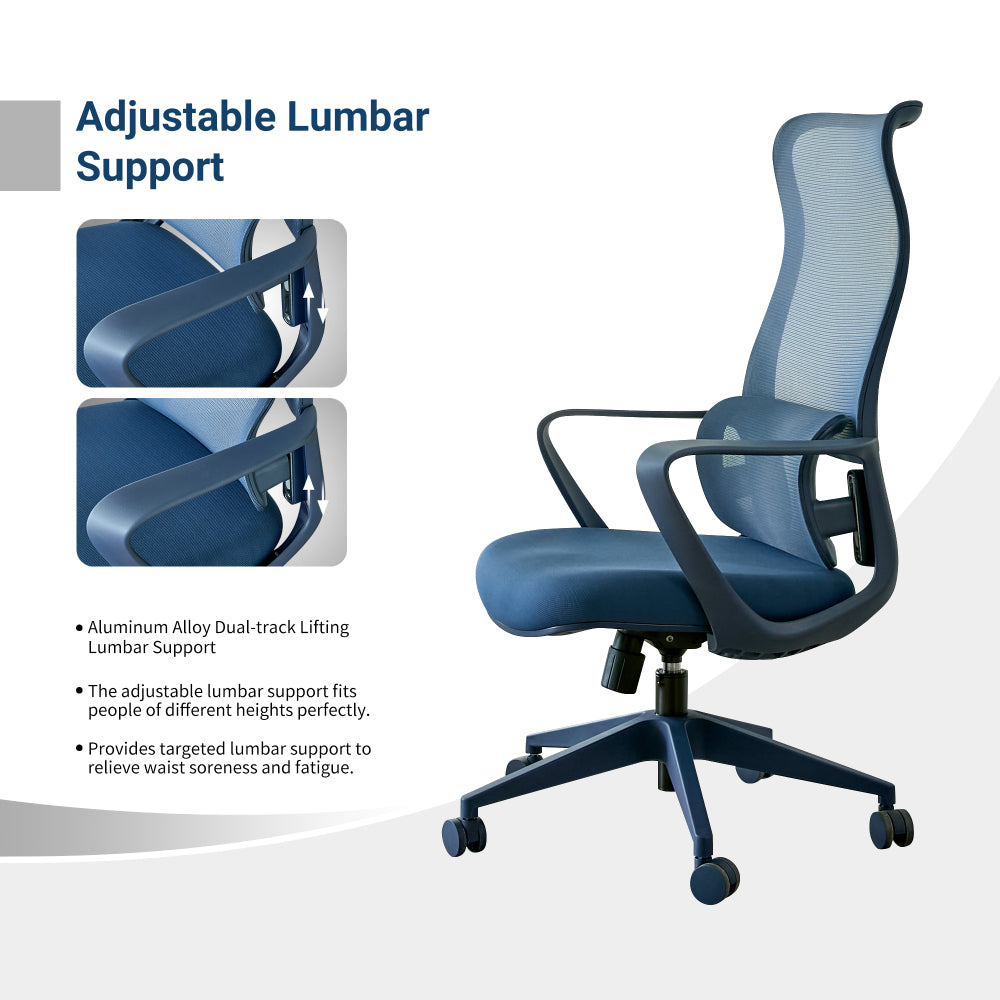 Ergonomic High-Back Mesh Office Chair | 350 lbs Capacity | 7-Level Aluminum Dual-Track Lumbar Support | Integrated Molded Foam Seat | Butterfly Upright Lock | SGS Class 3 Gas Lift | Fireproof | Home Office | Yellow/Green/Blue
