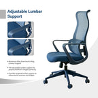 Ergonomic High-Back Mesh Office Chair | 350 lbs Capacity | 7-Level Aluminum Dual-Track Lumbar Support | Integrated Molded Foam Seat | Butterfly Upright Lock | SGS Class 3 Gas Lift | Fireproof | Home Office | Yellow/Green/Blue