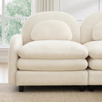 2-Seat Modular Teddy Fabric Cloud Sofa | Curved Backrest & Armrest | Double-Layer Cushion | Vintage Color Options | Precision Screw Connectors | Easy Assembly | Beige White / Green / Orange / Caramel