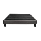 Twin/Full/Queen/King Size Low Profile Platform Bed Base | Upholstered Dark Gray Linen Fabric | Headboard Attachment Kit Included | Plywood & Wood Frame | No Box Spring Needed | Dark Gray