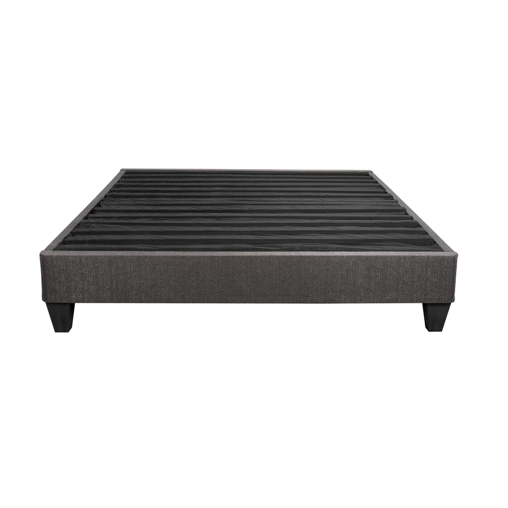 Twin/Full/Queen/King Size Low Profile Platform Bed Base | Upholstered Dark Gray Linen Fabric | Headboard Attachment Kit Included | Plywood & Wood Frame | No Box Spring Needed | Dark Gray