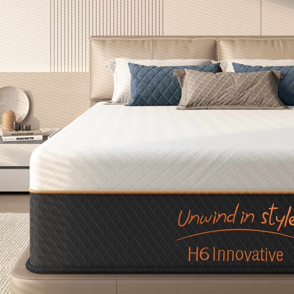 Full/Queen/King — 12" Hybrid Medium Firm Mattress | Individually Pocketed Innerspring + Memory Foam | Edge Support | Breathable Knitted Cover | Motion Isolation | CertiPUR-US Certified | Bedroom | White/Black