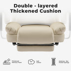 Ergonomic High-Back PU Leather Office Chair | 440 lbs Capacity | Liftable Headrest + Retractable Footrest | Double-Layer Spring Sponge + Memory Foam | Height-Adjustable Armrests | Lumbar Support | Computer, Executive Chair | Beige/Black