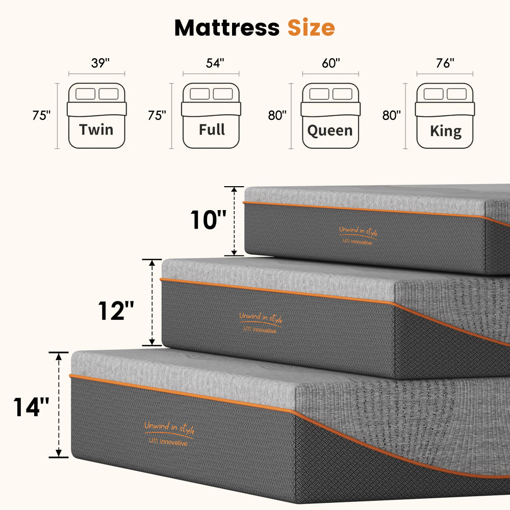 Twin/Full/Queen/King — 12" Memory Foam Mattress | Green Tea & Charcoal Infused | Pressure-Relieving | Breathable Cooling Layers | Fiberglass Free | CertiPUR-US & OEKO-TEX Certified | Bedroom | Black