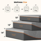 Twin/Full/Queen/King — 12" Memory Foam Mattress | Green Tea & Charcoal Infused | Pressure-Relieving | Breathable Cooling Layers | Fiberglass Free | CertiPUR-US & OEKO-TEX Certified | Bedroom | Black