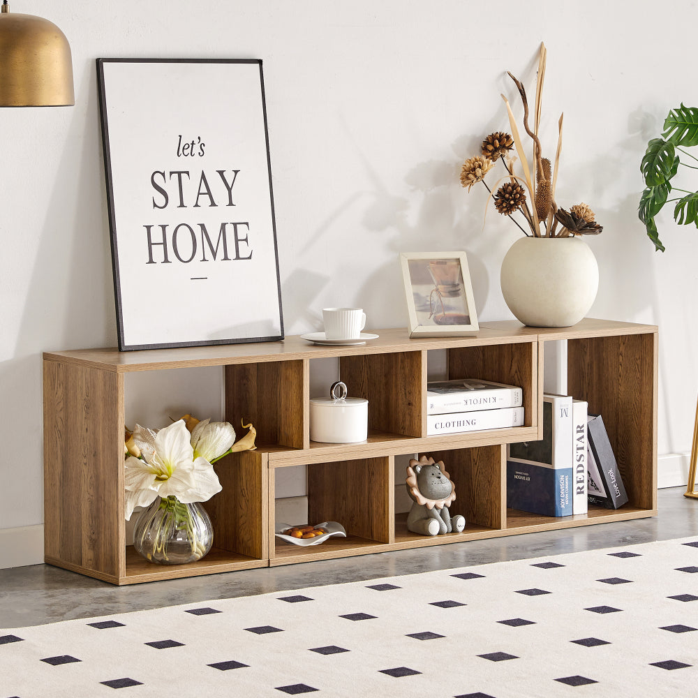 Modern Black Wood Grain MDF TV Stand