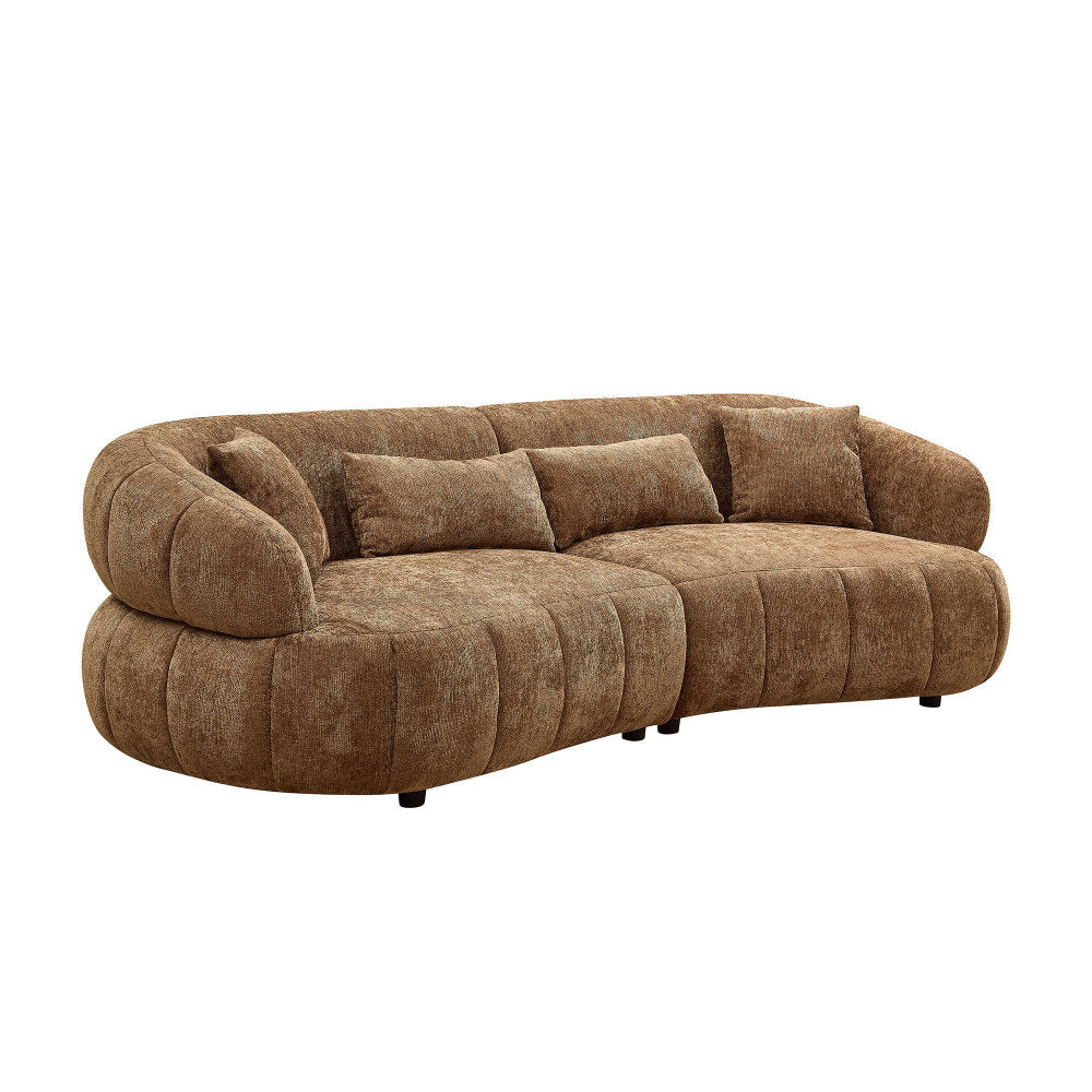 102.36 inch Cloud-Like Sofa,Modern Sectional Curved Sofa,Textured Fabric Couch,Upholstered  4-Seat Comfy Sofa for Living Room,Beige