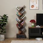 9 Tier Tree Bookshelf with Drawer Bookcase