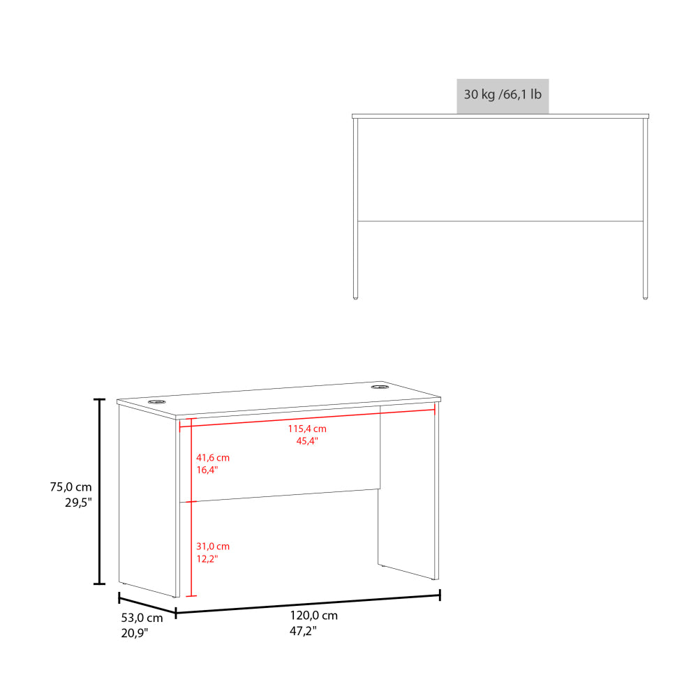 47" Modern Minimalist Study Desk | Spacious Computer & Laptop Table | Clean Lines + Smooth Finish | Generous Leg Clearance | Sturdy Particle Board Construction | Easy Assembly | Bedroom, Living Room, Home Office, Kitchen | White/Gray Walnut