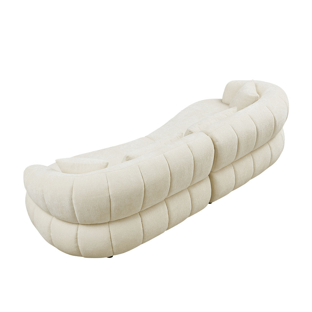 102.36 inch Cloud-Like Sofa,Modern Sectional Curved Sofa,Textured Fabric Couch,Upholstered  4-Seat Comfy Sofa for Living Room,Beige