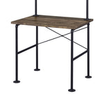 Rustic Oak and Black 2-Shelf Writing Desk — 32" W x 22" D x 70" H | Industrial Pipe-Style Frame | Space-Saving Desk with Storage Shelves | Wood & Metal | Rectangular Office Desk | Bedroom, Home Office & Living Room | Oak