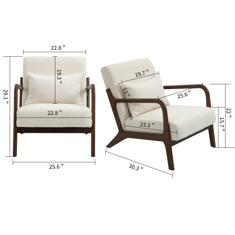 Mid Century Modern Accent Chair with Wood Frame