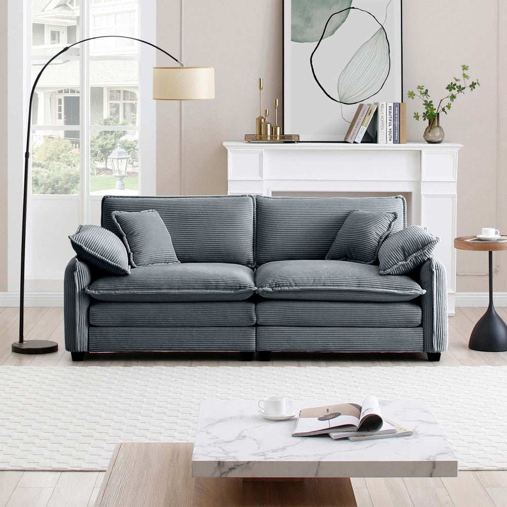 Large Deep-Seat 2-Seat Corduroy Sofa