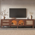 Rattan TV Stand with 3 Cabinets & 2 Drawers