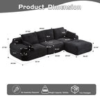 Modern Memory Foam Cloud Sofa | Extra Deep Corduroy Sectional Couch | Customizable Modular Combination | High-Resilience Foam + Bolster Pillows | No Assembly Required | Living Room, Apartment, Bedroom | White/Black — 2 Seat & 3 Seat