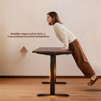 47" Solid Rubberwood Electric Standing Desk | Single Motor Height Adjustment | Sit-Stand Ergonomic Home Office Desk | Scratch-Resistant Natural Wood Top | Stable 2-Tier Steel Legs | Easy Assembly | Home Office, Living Room, Study | Walnut