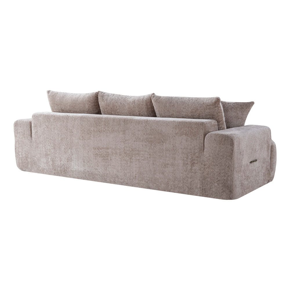 100" Extra Large Curved Front Sofa | 3-Seat Cloud-Like Boucle Sectional Couch | Vertical Channel Tufted | High-Resilience Compressed Foam | No Assembly | Easy to Move & Ship | Living Room, Apartment, Condo | White/Camel