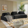 139" Oversized Modular Sectional Sofa | 4-Seat DIY Fluffy Chenille Deep-Seat Couch & Sofa Bed | Removable Backrests & Pillows | High-Density Rebound Foam | Anti-Slip Base | No Assembly | Living Room, Office | Dark Gray/Beige