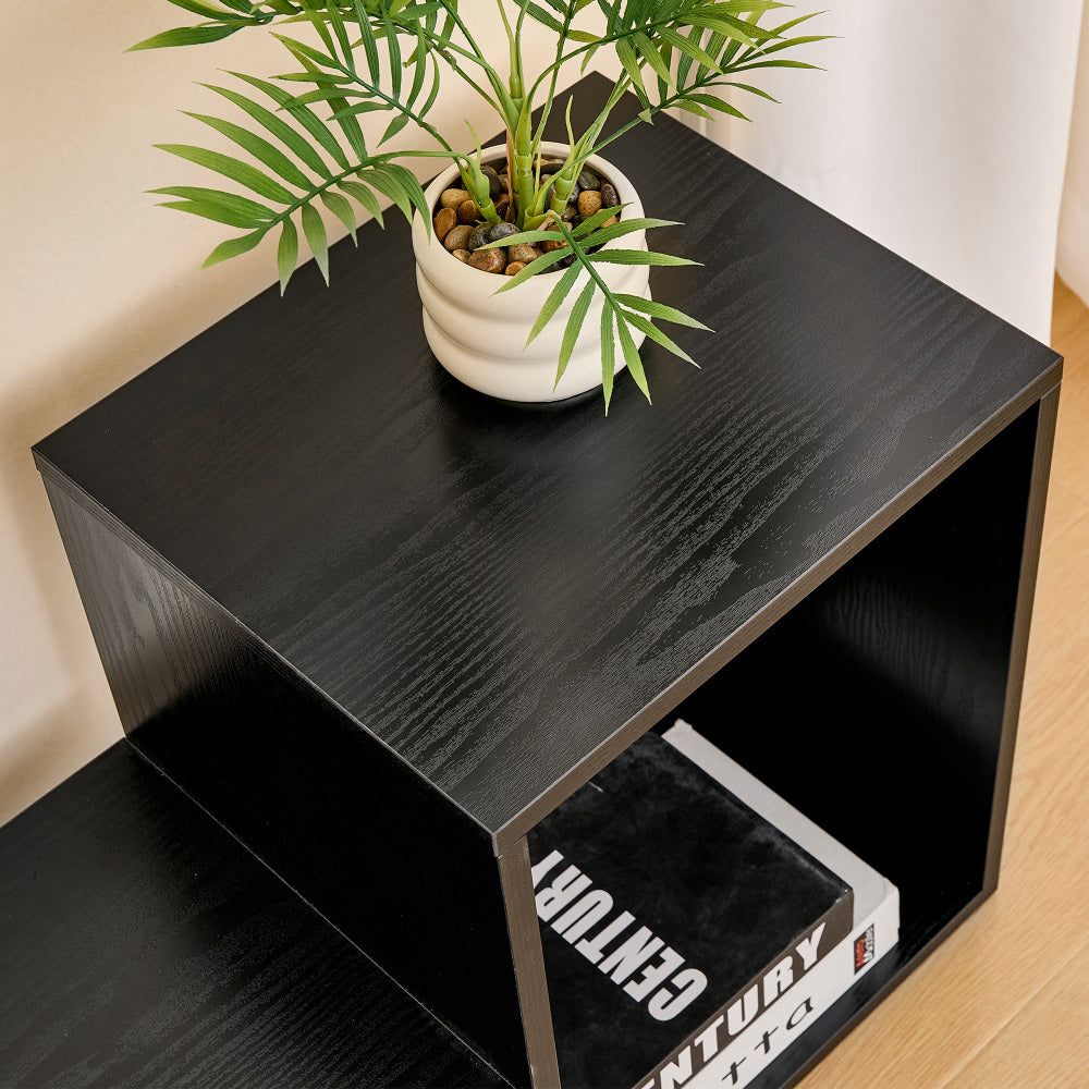 Modern Black Wood Grain MDF TV Stand