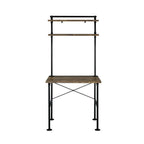 Rustic Oak and Black 2-Shelf Writing Desk — 32" W x 22" D x 70" H | Industrial Pipe-Style Frame | Space-Saving Desk with Storage Shelves | Wood & Metal | Rectangular Office Desk | Bedroom, Home Office & Living Room | Oak