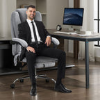Massage Executive Office Chair | Heat + 6 Vibration Points + 8 Massage Modes | 90°–135° Reclining Backrest | Retractable Footrest | Padded Armrests + Thickened Headrest | 400 lbs Capacity | Easy Assembly | Gray/Black