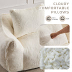 Giant 2-Seat Bean Bag Sofa for Adults | Ultra Soft Faux Fur | High-Density Shredded Memory Foam | 650 lbs | No Assembly Required | With Pillows & Large Armrests | White/Gray/Black/Brown/Yellow/Green
