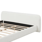 White Boucle Upholstered Low Profile Platform Bed | Birch & Engineered Hardwood Frame | 400-600 lbs | No Box Spring Needed | Full / Queen / King