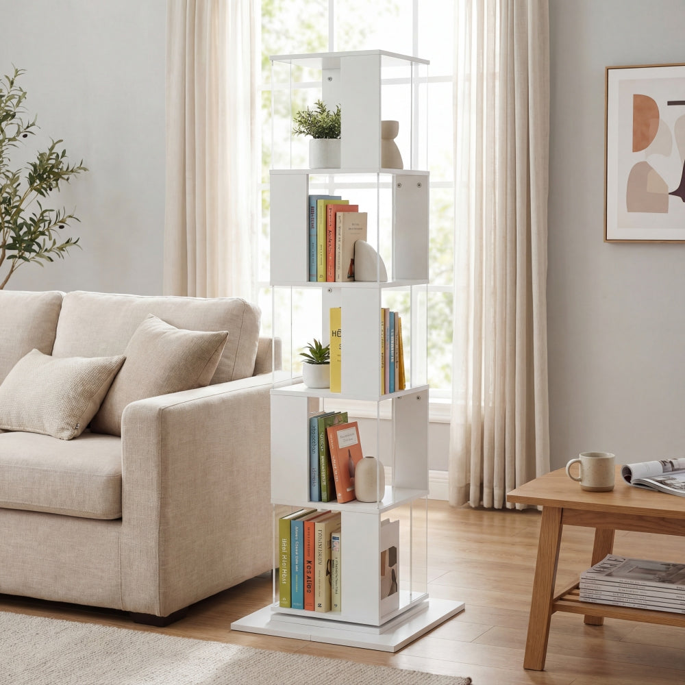 360° Rotating Bookshelf with Acrylic Plate