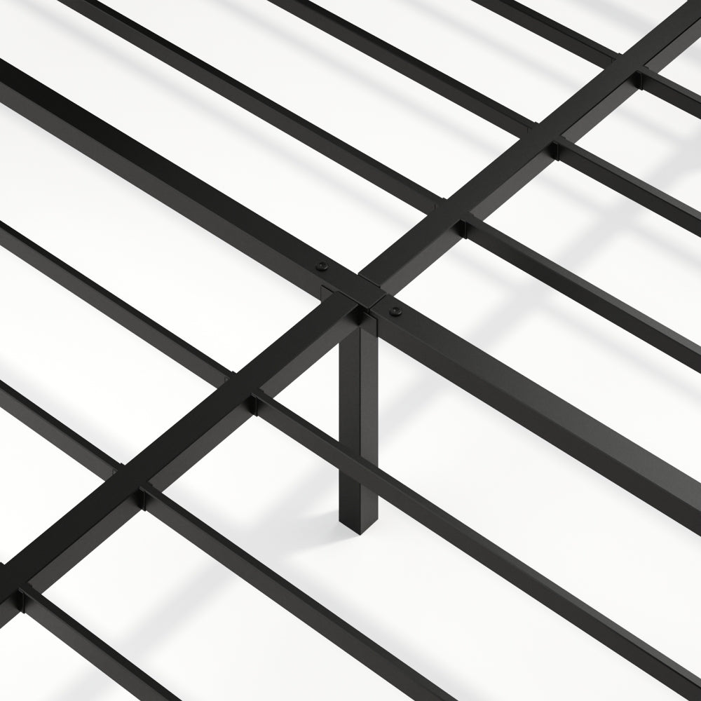 Oak King Floating Bed Frame with LED Lights, Wave Curve Wood Texture Bed with Heavy Duty Metal Slats - No Box Spring Needed.