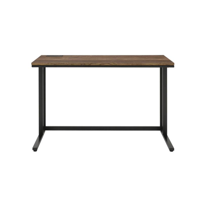 47" Modern Writing Desk with Built-In USB Port | Walnut MDF Top + Black Metal Sled Base | Open Legroom Design | KD Easy Assembly | Spacious Rectangular Work Surface | Home Office, Study, Laptop | Walnut/Black