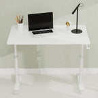 Height-Adjustable Standing Desk — 39" Manual Crank Sit-Stand Desk for Kids & Adults | Ergonomic Home Office Study Table | Sturdy Dual-Column Frame | No Electricity Needed | Compact Minimalist Design | White
