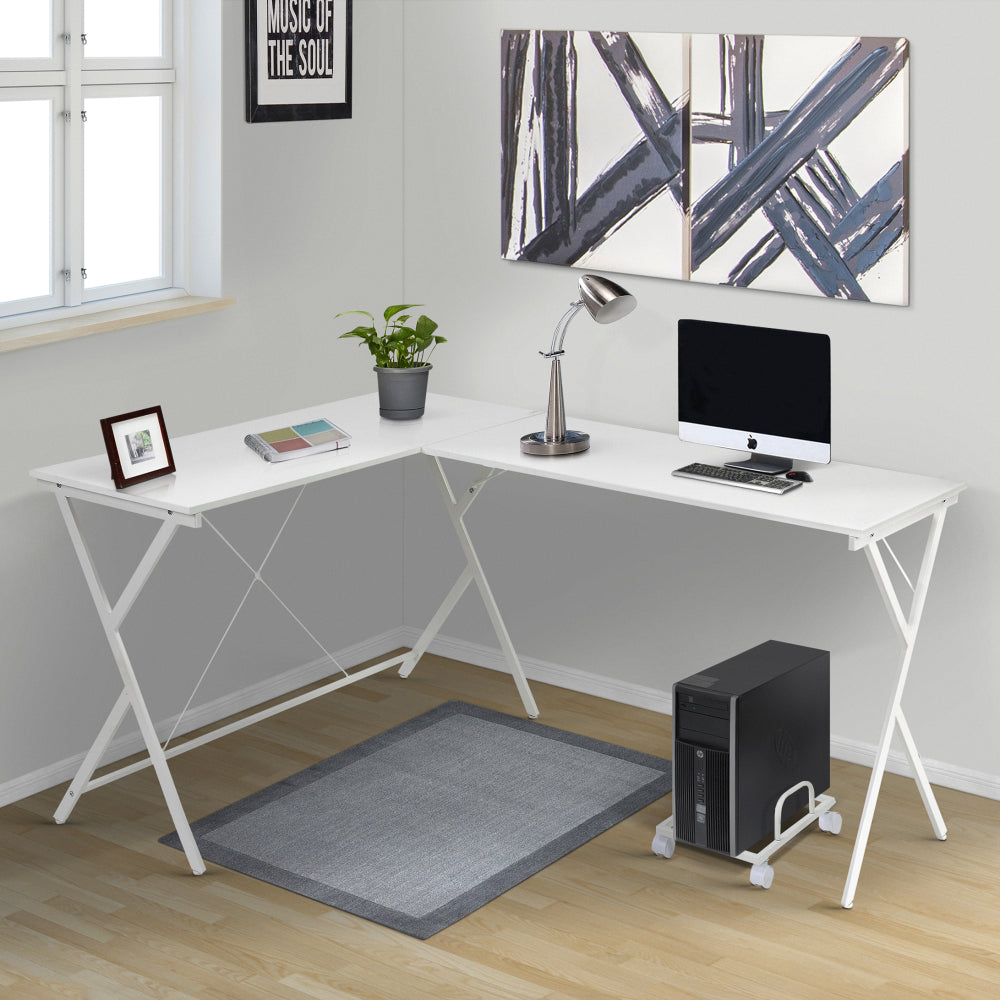 62.5" L-Shaped Computer Desk with CPU Holder