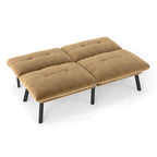63" Convertible Folding Sofa Bed | 2-Seat Velvet Upholstered Couch | Adjustable Multi-Angle Backrest | Sofa, Lounger & Twin Bed | Metal Frame | 800 lbs Capacity | Easy Assembly | Living Room, Apartment | Cream/Aqua Gray/Brown