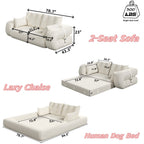 78.7" 3-in-1 Foldable Floor Sofa Bed | Teddy Fabric | High-Density Foam | Non-Slip Bottom | Headrest & Lumbar Pillow | Sofa / Lounge / Bed Convertible | Beige/Green/Gray/Pink/Black/Dark Blue/Brown
