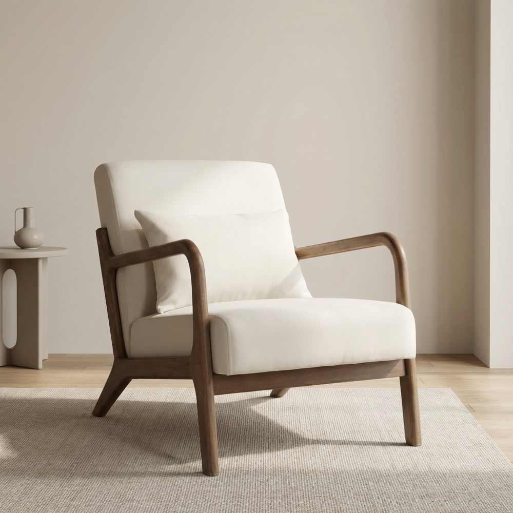 Mid Century Modern Accent Chair with Wood Frame