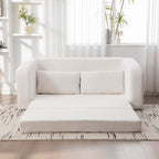 71" 2-in-1 Pull Out Foldable Loveseat Sofa Bed | Chenille Boneless Cloud Floor Mattress | Round-Edge Armrests + 2 Matching Pillows | High-Density Foam | Waterproof Anti-Slip Base | No Assembly Required | Living Room, Bedroom, Dorm | Ivory/Gray/Orange
