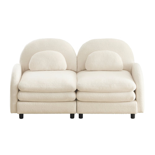 2-Seat Modular Teddy Fabric Cloud Sofa