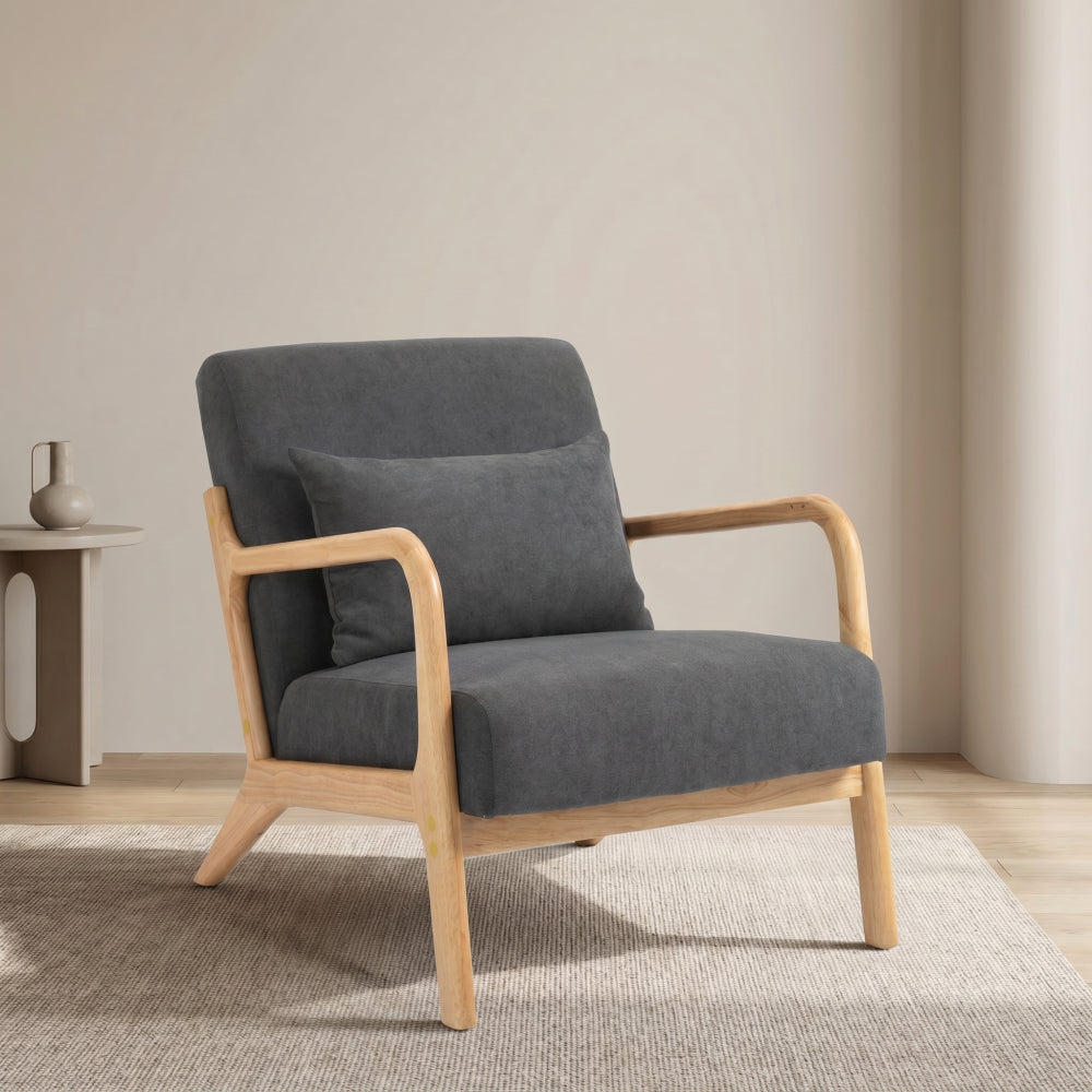 Mid Century Modern Accent Chair with Wood Frame