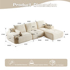 Modern Memory Foam Cloud Sofa | Extra Deep Corduroy Sectional Couch | Customizable Modular Combination | High-Resilience Foam + Bolster Pillows | No Assembly Required | Living Room, Apartment, Bedroom | White/Black — 2 Seat & 3 Seat