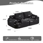 Modern Memory Foam Cloud Sofa | Extra Deep Corduroy Sectional Couch | Customizable Modular Combination | High-Resilience Foam + Bolster Pillows | No Assembly Required | Living Room, Apartment, Bedroom | White/Black — 2 Seat & 3 Seat