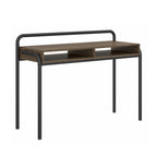 45.8" Modern Classic Writing Desk | Woodgrain Walnut MDF Top | Powder-Coated Steel Frame | 2 Under-Desk Open Shelves | Industrial Style | Part of Allure Collection | Home Office, Study Room | Walnut