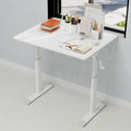 Height-Adjustable Standing Desk — 39" Manual Crank Sit-Stand Desk for Kids & Adults | Ergonomic Home Office Study Table | Sturdy Dual-Column Frame | No Electricity Needed | Compact Minimalist Design | White