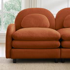 2-Seat Modular Teddy Fabric Cloud Sofa | Curved Backrest & Armrest | Double-Layer Cushion | Vintage Color Options | Precision Screw Connectors | Easy Assembly | Beige White / Green / Orange / Caramel