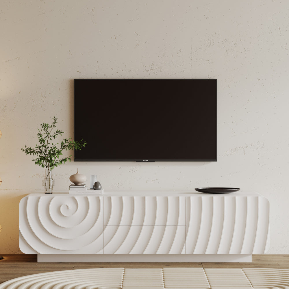 58''Tv Console With Mid Century Unique Spiral