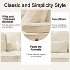 103" Deep Seat 3-Seater Sofa | 24" Extra Deep Cushions | Cloud Velvet Polyester Fabric | Solid Eucalyptus Frame & Wood Legs | 4 Pillows Included | 600 lbs | Pillow Top Arms | Beige / Green / Brick Red