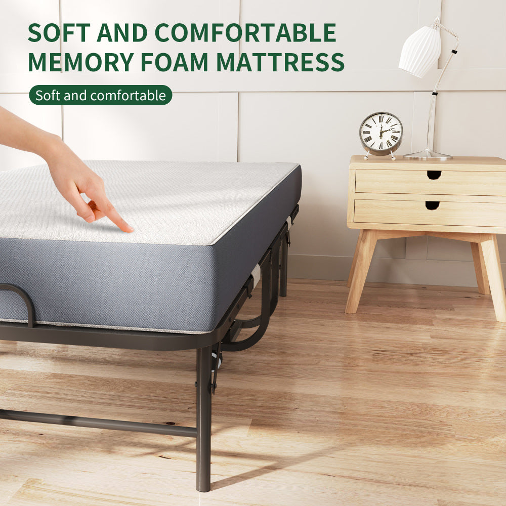 Extra Long Folding Bed for Tall People, Heavy-Duty 450lbs Capacity Rollaway Guest Bed with 5" Memory Foam Mattress