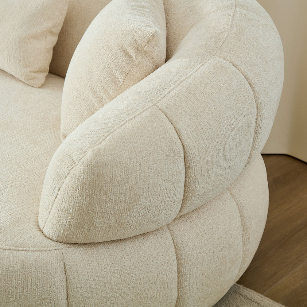 102.36 inch Cloud-Like Sofa,Modern Sectional Curved Sofa,Textured Fabric Couch,Upholstered  4-Seat Comfy Sofa for Living Room,Beige