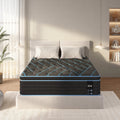 Queen/King — 10" Hybrid Medium Firm Mattress | Individually Pocketed Innerspring + Memory Foam | Breathable Knitted Cover | Enhanced Airflow | CertiPUR-US Certified | Bedroom | Black/Blue
